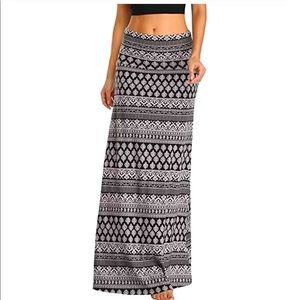 Express Maxi Skirt- Black and White Tribal - Size Small